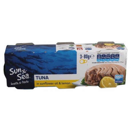 Tuňák ve slunečnic. oleji s citrónem 3x80g Sun&Sea